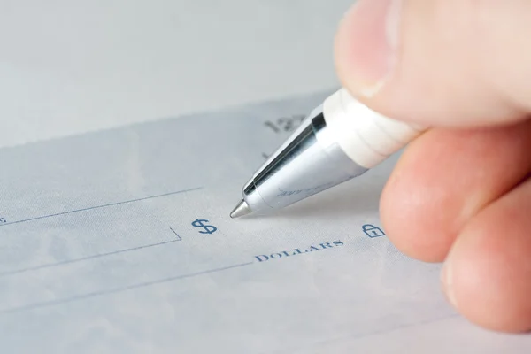 Closeup of a cheque — Stock Photo, Image