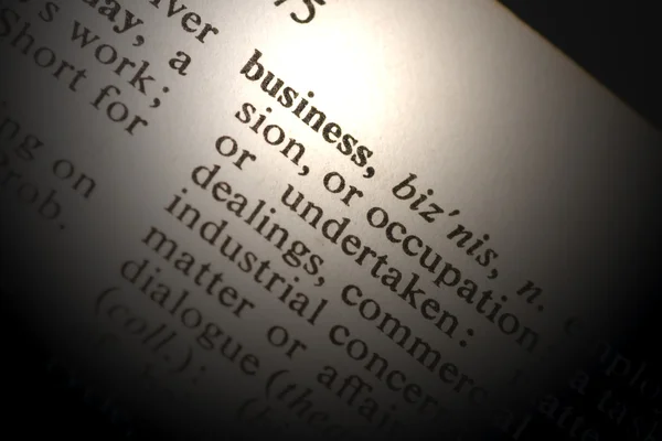 Sanan "liiketoiminta" lähikuva — kuvapankkivalokuva