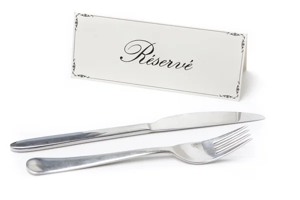 Reserved sign with fork and knife — Stock Photo, Image