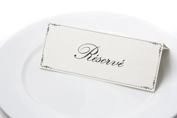 Reserved sign in french on plate — Stock Photo, Image