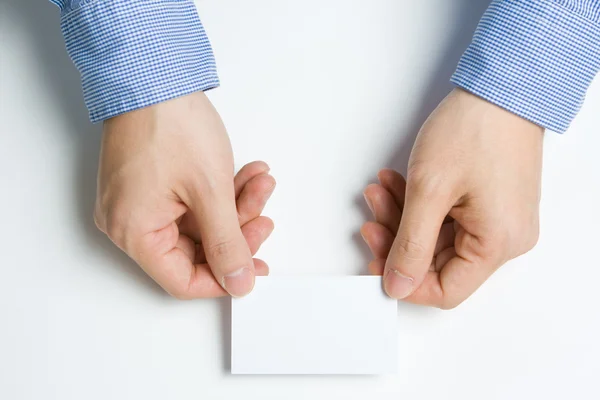 Man presenting business card — Stock Photo, Image