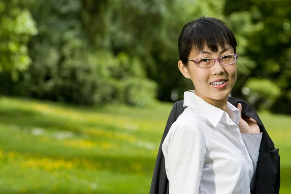 Environmentally friendly asian business woman — Stock Photo, Image