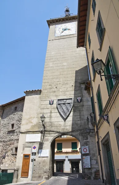 Torre do relógio. Soriano nel Cimino. Lazio. Itália . — Fotografia de Stock