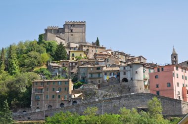 soriano nel cimino panoramik manzaralı. Lazio. İtalya.