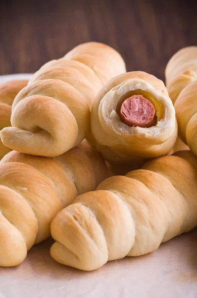 Sausage Buns. — Stock Photo, Image