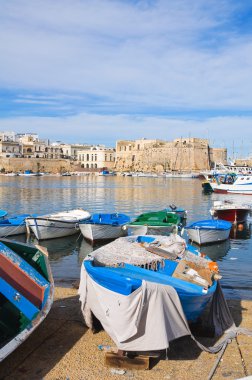 Gelibolu 'nun panoramik görüntüsü. Puglia. İtalya.