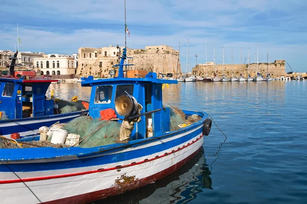 Panorámás kilátás Gallipolira. Puglia vagyok. Olaszország. — Stock Fotó