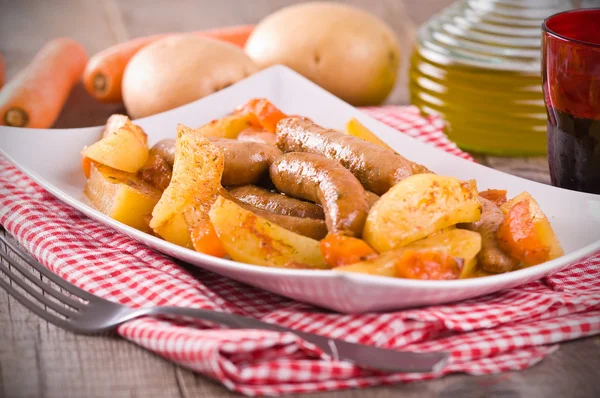 Sausage and potatoes. — Stock Photo, Image