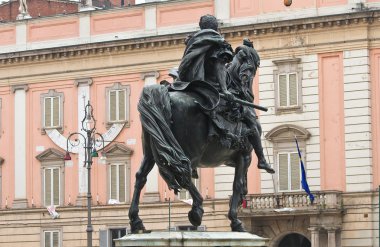 bronz heykel. Piacenza. Emilia-Romagna. İtalya.