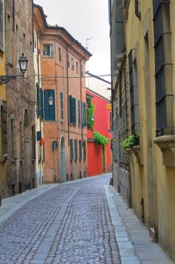 alleyway. Piacenza. Emilia-Romagna. İtalya.