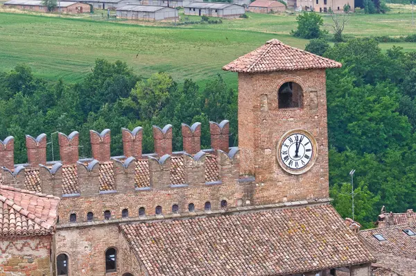 Vy över CastellʼArquato. Emilia-Romagna. Italien. — Stockfoto