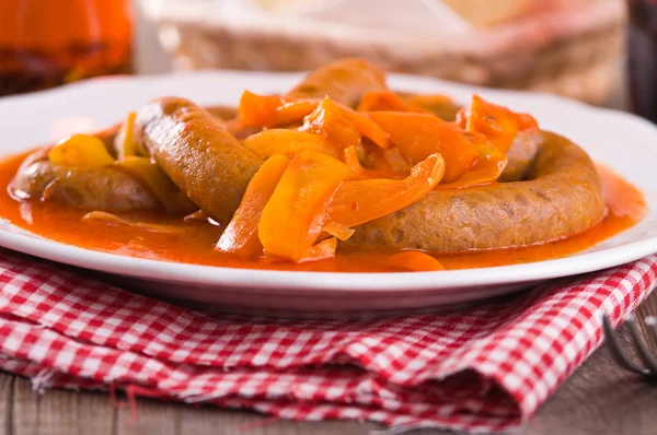 Sausage and peppers. — Stock Photo, Image