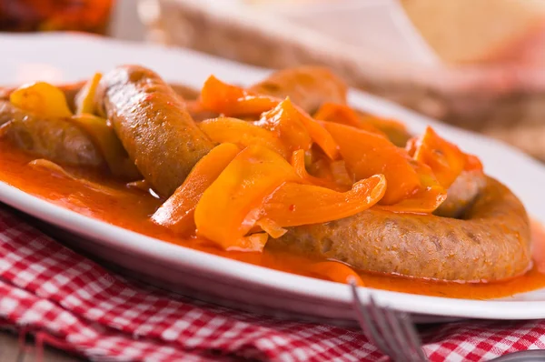 Sausage and peppers. — Stock Photo, Image
