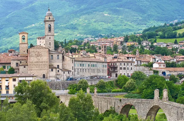 bobbio panoramik manzaralı. Emilia-Romagna. İtalya.