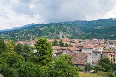 bobbio panoramik manzaralı. Emilia-Romagna. İtalya.