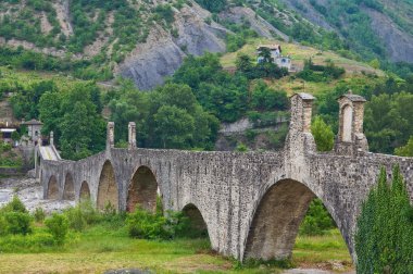 Kambur Köprüsü. Bobbio. Emilia-Romagna. İtalya.