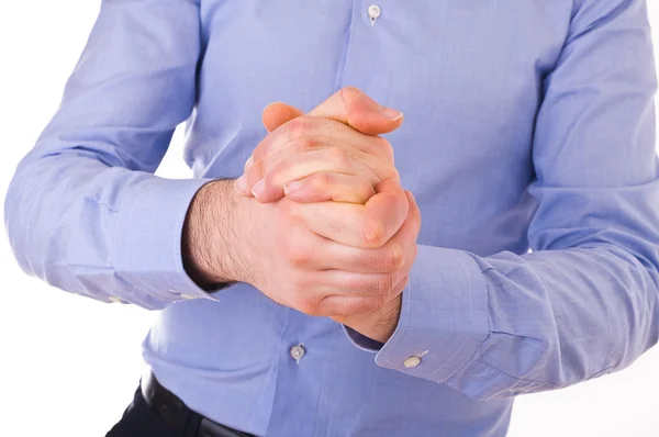 Uomo d'affari strofinando le mani insieme . — Foto Stock