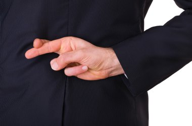 parmak çarpı işareti ile iş adamı.