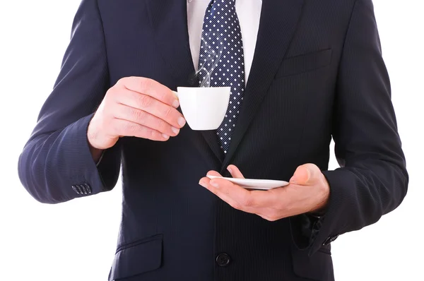 Business man holding cup of coffee. — Stock Photo, Image