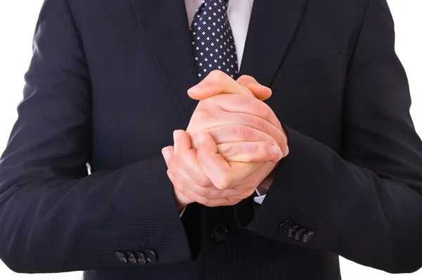 Businessman rubbing his hands together. — Stock Photo, Image
