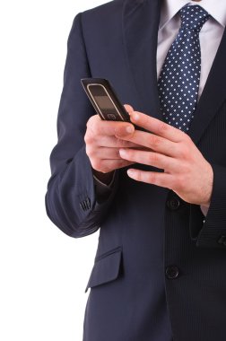 cep telefon ederken iş adamı.