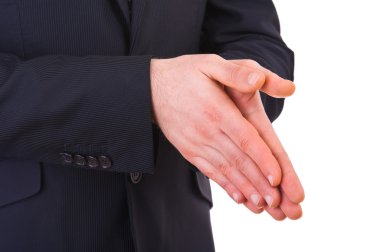 İş adamı ellerini birbirine sürtüyor..