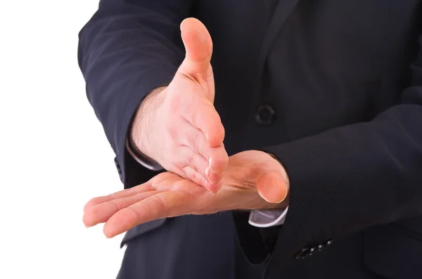 Uomo d'affari che fa gesti con entrambe le mani . — Foto Stock