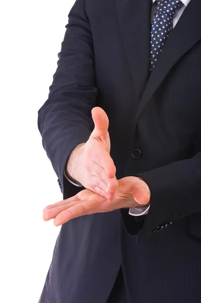 Бизнесмен жестом обеими руками . — стоковое фото