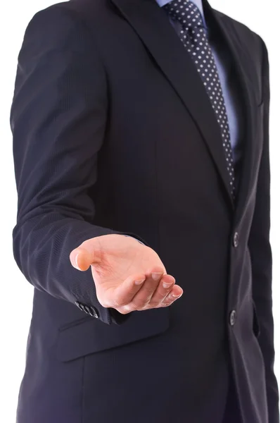 Businessman showing empty hand. — Stock Photo, Image