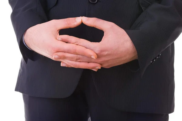 Geschäftsmann wartet mit gefalteten Händen. — Stockfoto