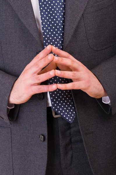 Empresario gesticulando con ambas manos . — Foto de Stock