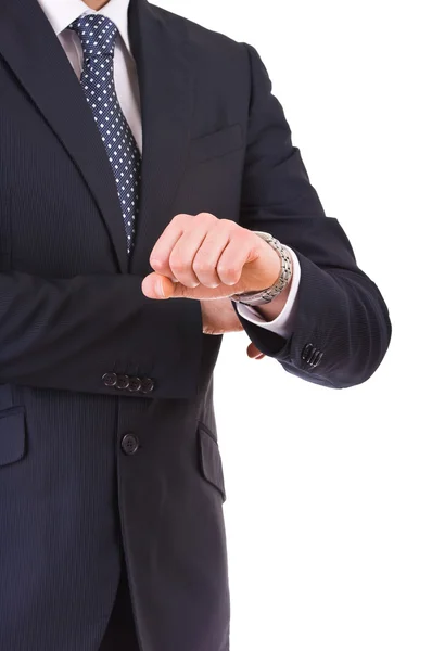 Hombre de negocios comprobando el tiempo en su reloj de pulsera . —  Fotos de Stock