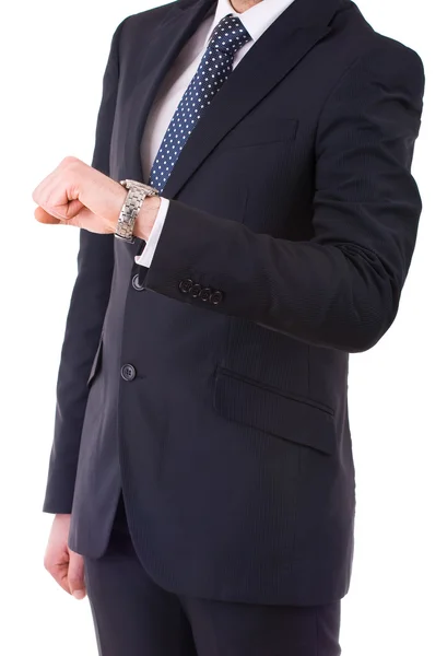 Businessman checking time on his wristwatch. — Stock Photo, Image