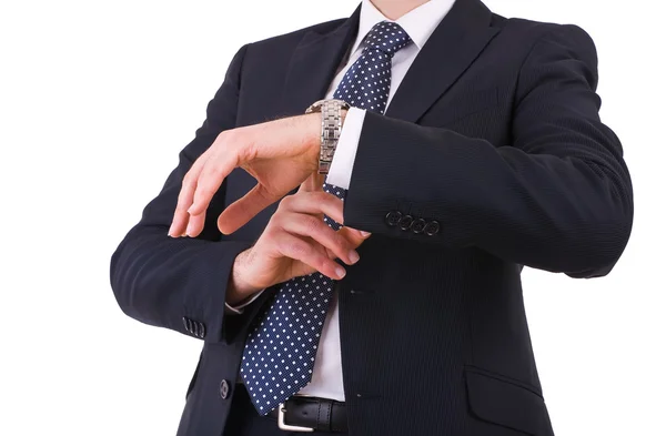 Hombre de negocios comprobando el tiempo en su reloj de pulsera . —  Fotos de Stock