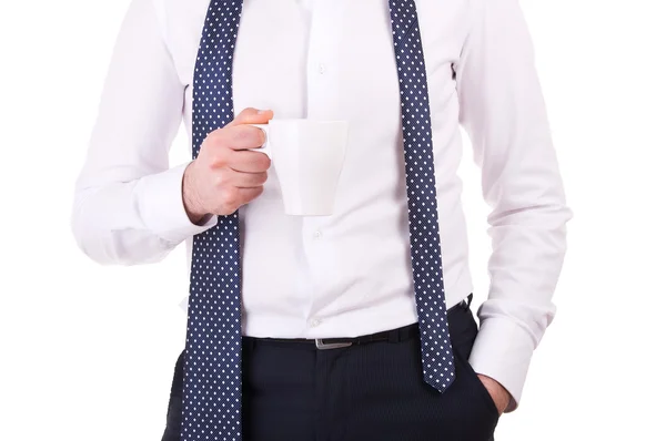 Homme d'affaires tenant une tasse de café. — Photo