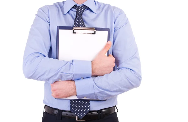 Businessman holding a clipboard. — Stock Photo, Image