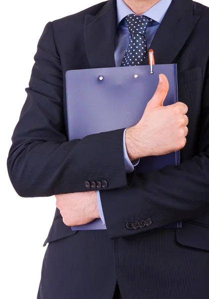 Podnikatel drží schránky. — Stock fotografie