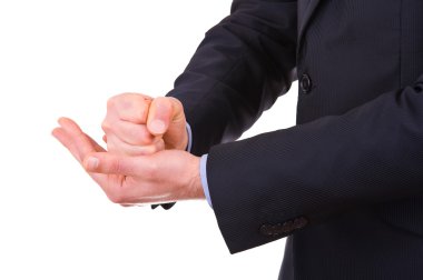 İki elinle mimik işadamı.