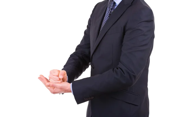 Empresario gesticulando con ambas manos . — Foto de Stock