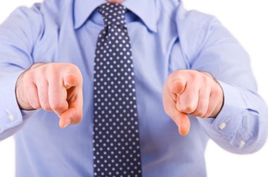 İki elinle mimik işadamı.