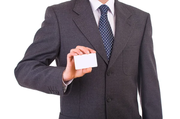 Uomo d'affari che mostra carta bianca . — Foto Stock