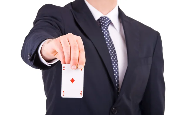Homme d'affaires montrant la carte à jouer . — Photo
