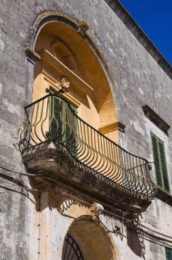 tarihi Saray. Presicce. Puglia. İtalya.