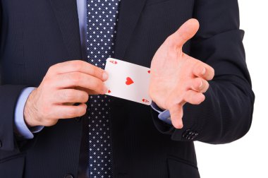 işadamı ile ace kart kol altında gizli.