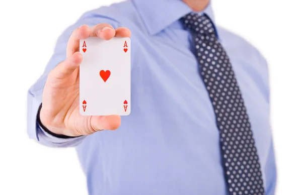 Бизнесмен показывает игральные карты . — стоковое фото
