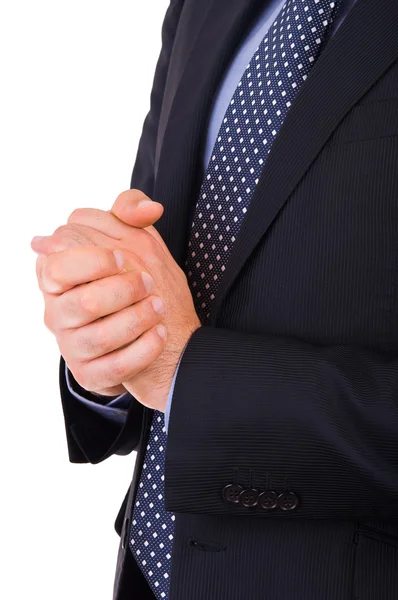 Biznesmen gestykulacji obiema rękami. — Zdjęcie stockowe