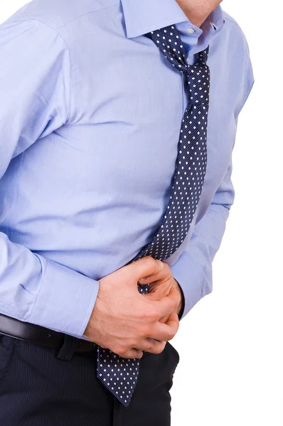 Businessman suffering from stomach pain. — Stock Photo, Image