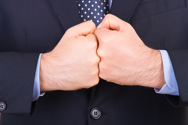 Uomo d'affari che fa gesti con entrambe le mani . — Foto Stock
