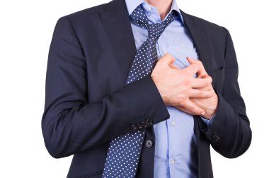 Businessman with heart attack. clipart