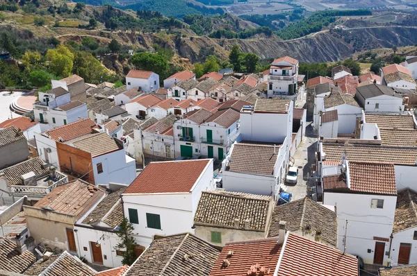 Panoramisch zicht op pisticci. Basilicata. Italië. — Stockfoto